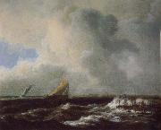 Jacob van Ruisdael Vessels in a Choppy sea oil